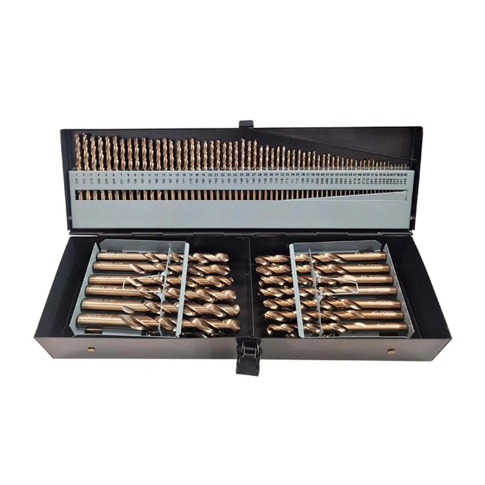 Kit di punte da trapano da 115 pezzi per metallo temprato, lega M35 robusta e versatile in plastica