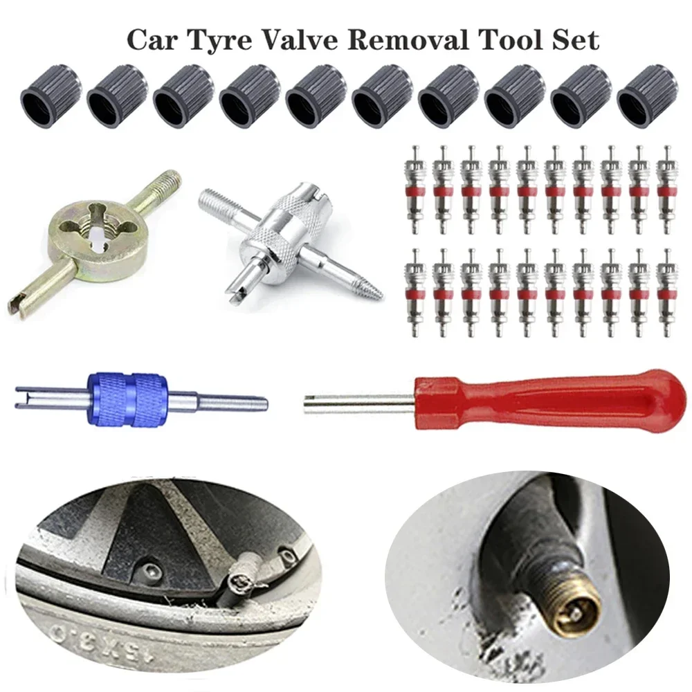 

34pcs/set Car Tyre Valve Removal Tool Kit Tyre Valve Repair Kit Tyre Valve Core Remover Accessoires For Car Bicycle Auto NEW