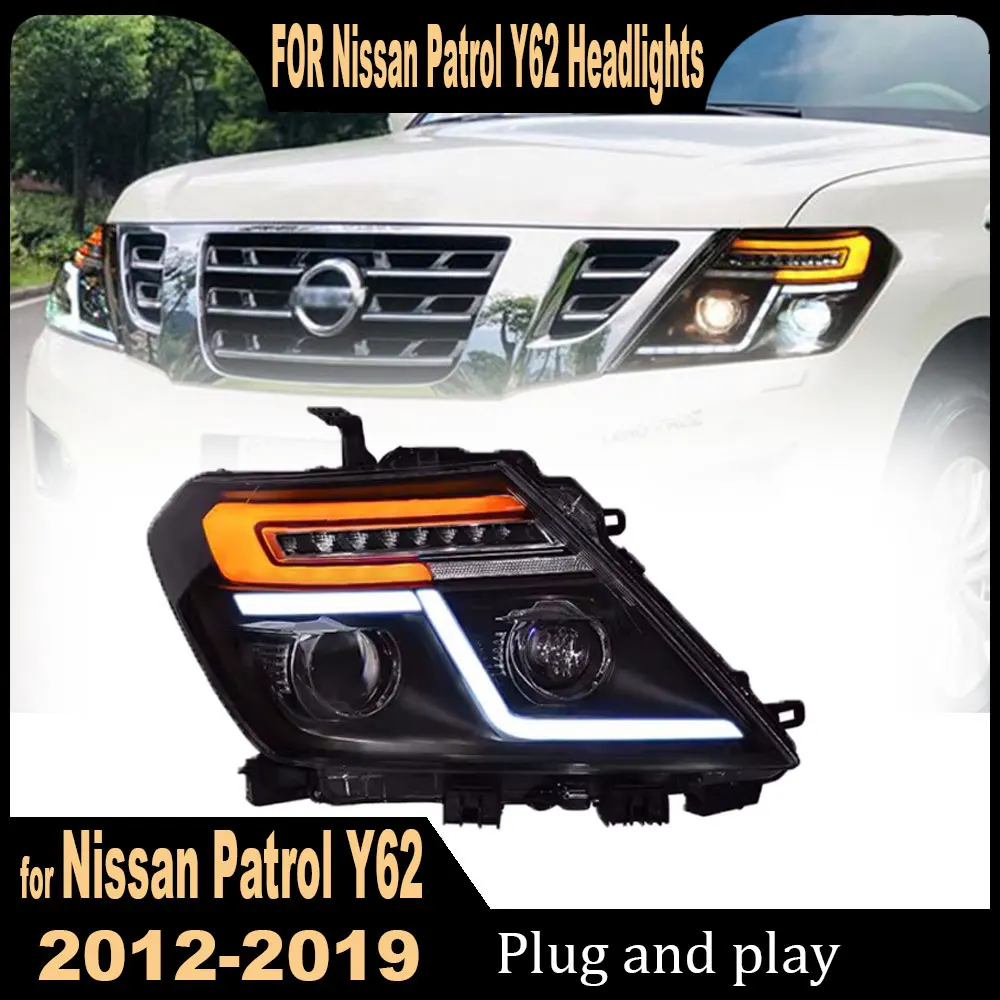 

Car Headlights For Nissan Patrol Y62 2012 2013 2014 2015 2016 2017-2019 full LED Headlamp Assembly Projector Lens Plug and play