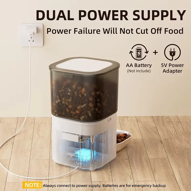 Intelligent automatic feeder 4L with is controlled by graffiti APP, regular remote feeding, anti-blocking,