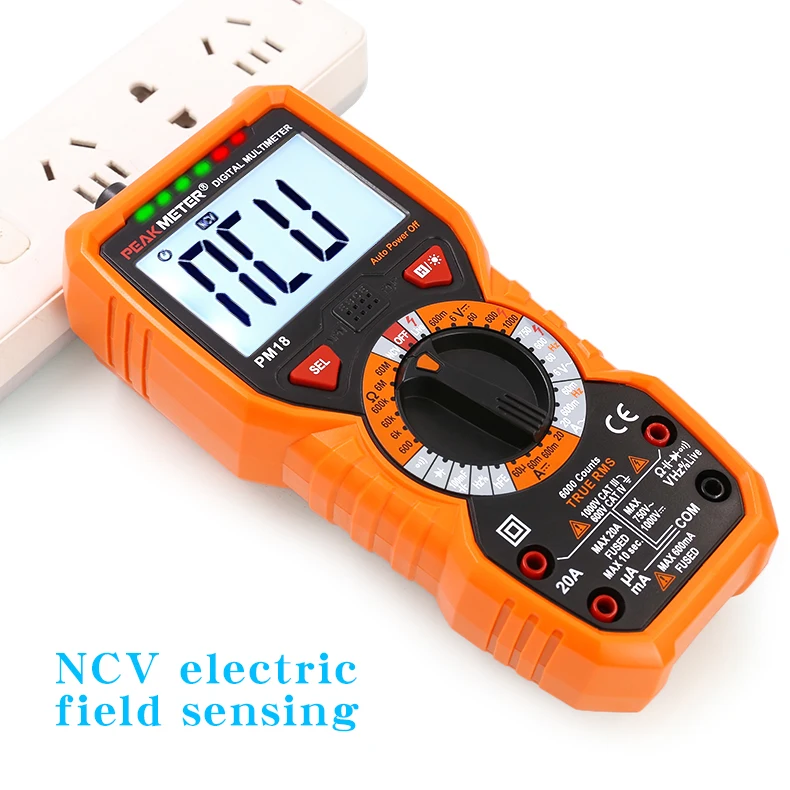 PEAKMETER PM18C multimetro di protezione da sovraccarico, multimetro con Display digitale ad alta precisione per elettricisti e tensione domestica