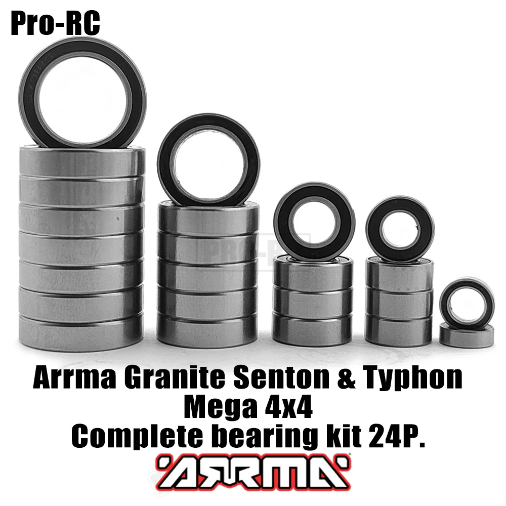 

24pcs Complete Ball Bearing Kit For Arrma Granite Senton Typhon Mega 4x4 Rc Car Upgrade Parts