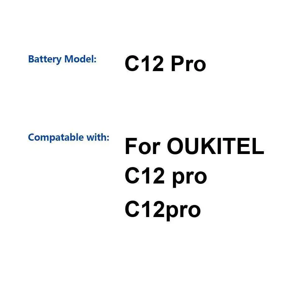 

Высокая совместимость для аккумулятора мобильного телефона Oukitel C12 Pro 3300 мАч