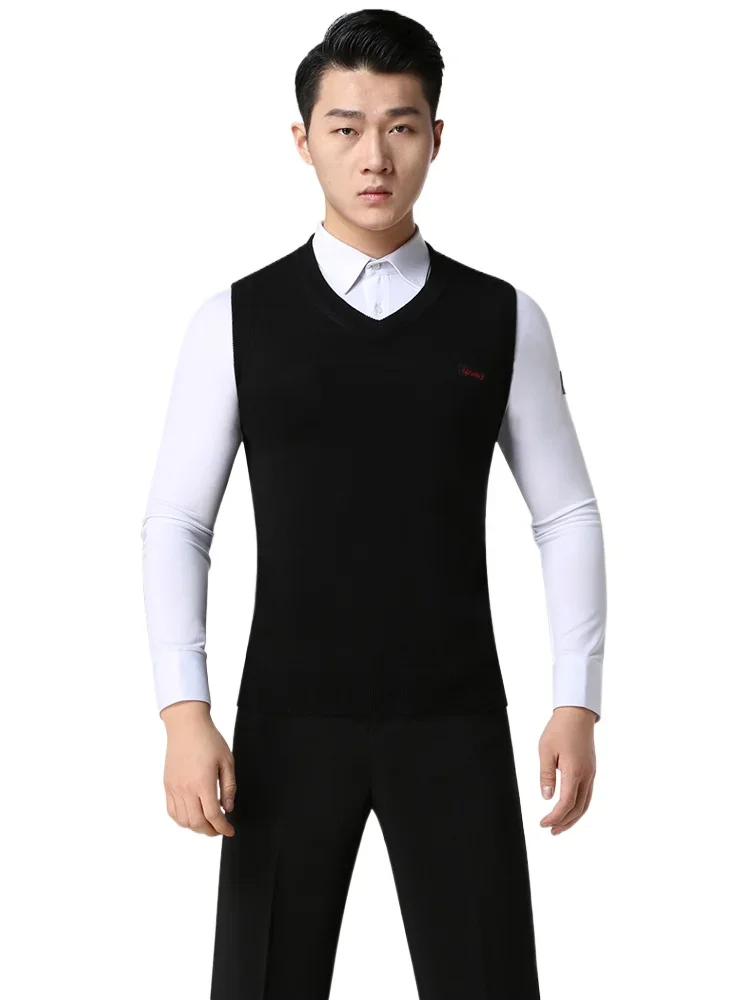 

2023 New Modern Dancer Men's Clothing V-neck Vest National Standard Dance Clothing Modern Dance Clothing