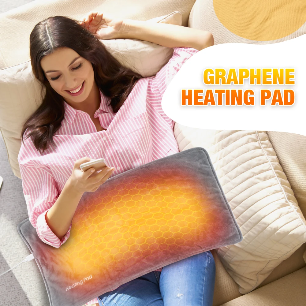 USB Electric Heating Washable Pad for Cramps And Back Pain Relief Graphene Heating Pad Intelligent Constant Temperature 30x60cm