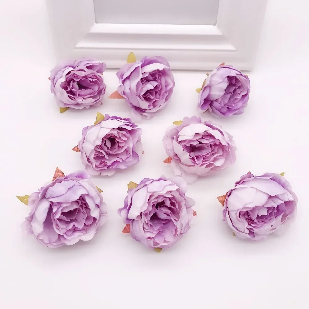 5pcs/lot 5cm High Quality Peony Flower Head Silk Artificial Flower Wedding Decoration DIY Garland Craft Flower
