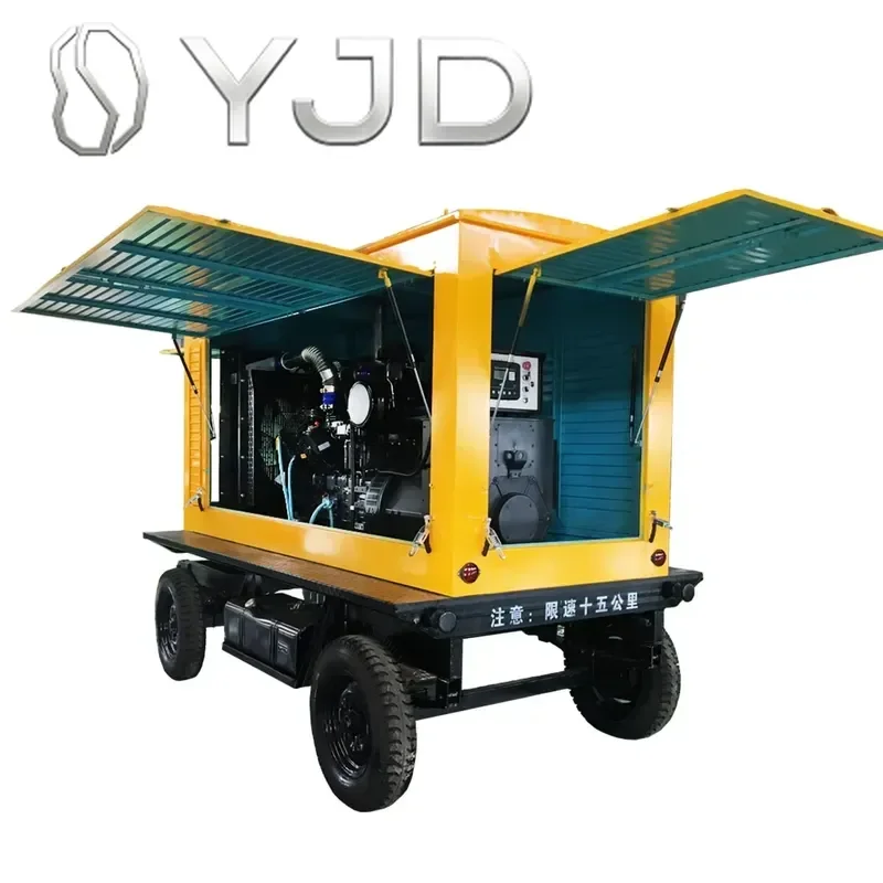 90KW/113KVA Mobile Trailer diesel Generator Silent Soundproof Electric Start dynamo Generator