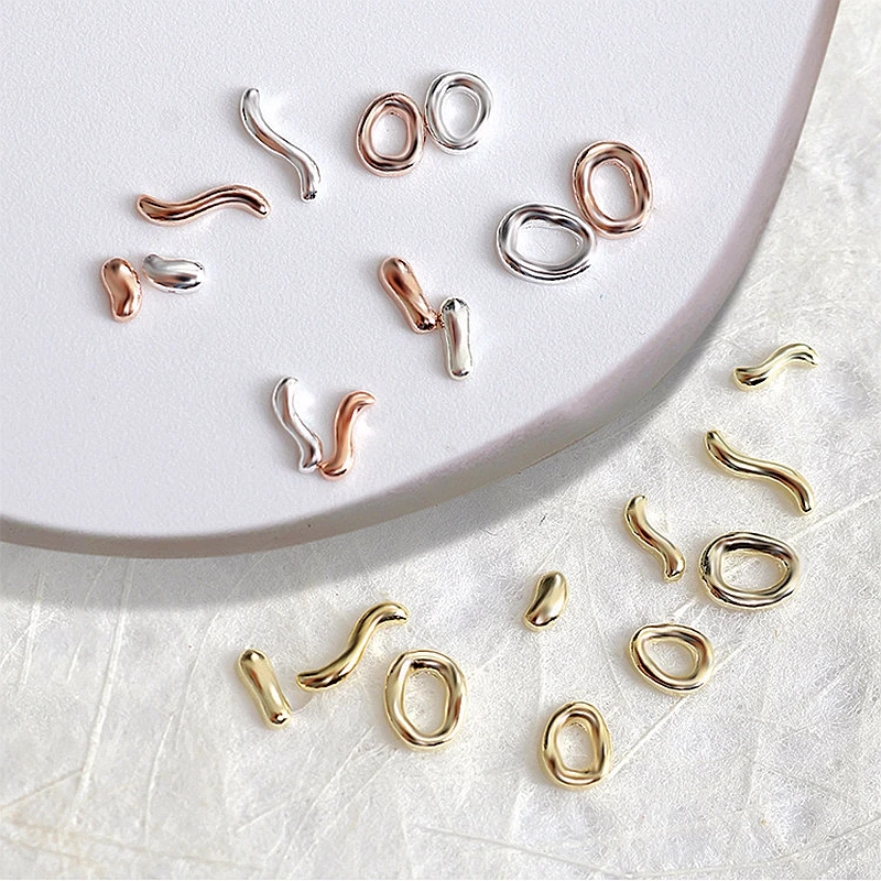 40PCS Mini 3D Metal Curve Line Nail Art Charms Circles Kawaii Accessories For Manicure Decor Nails Decoration Suppplies Parts HJ