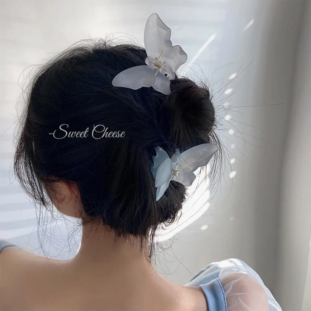 Fashion Hair Claw Elegant Cross Teeth Butterfly Shape Design Hair Clip Women Fishtail Large Barrette Matte Texture Headwear Clip