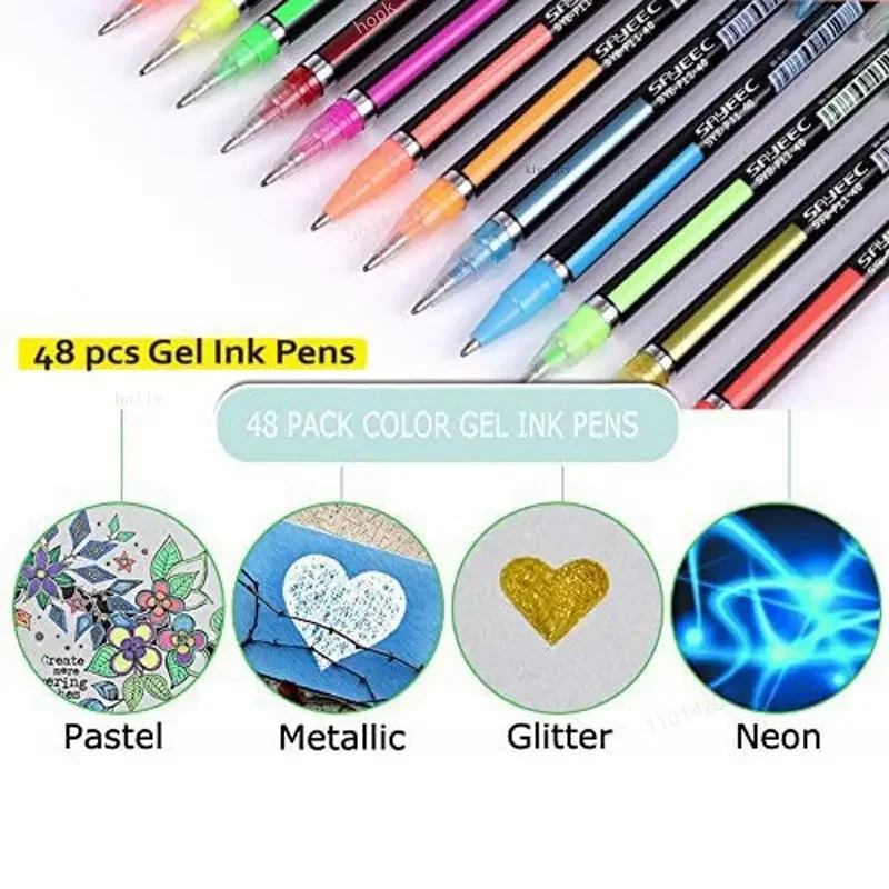 12Pcs/Set Ballpoint Pen Set Glitter Gel Pens For School Office Adult Coloring Book Journals Drawing Doodling Art Markers Gel Pen