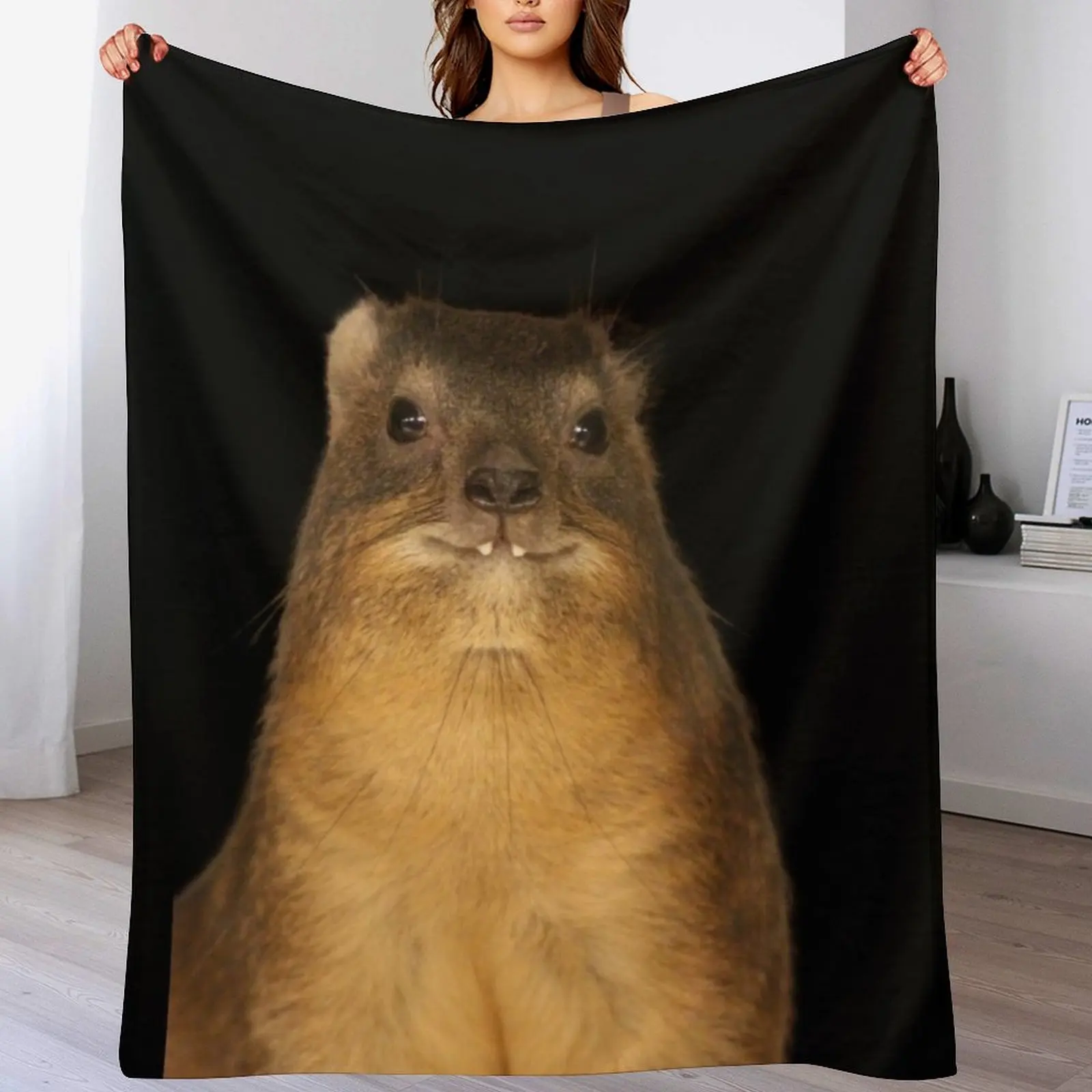 

Rock Hyrax Photo - Dassie Cute Vampire Potato Throw Blanket Shaggy Furry Soft Blanket for Bedroom Living Room