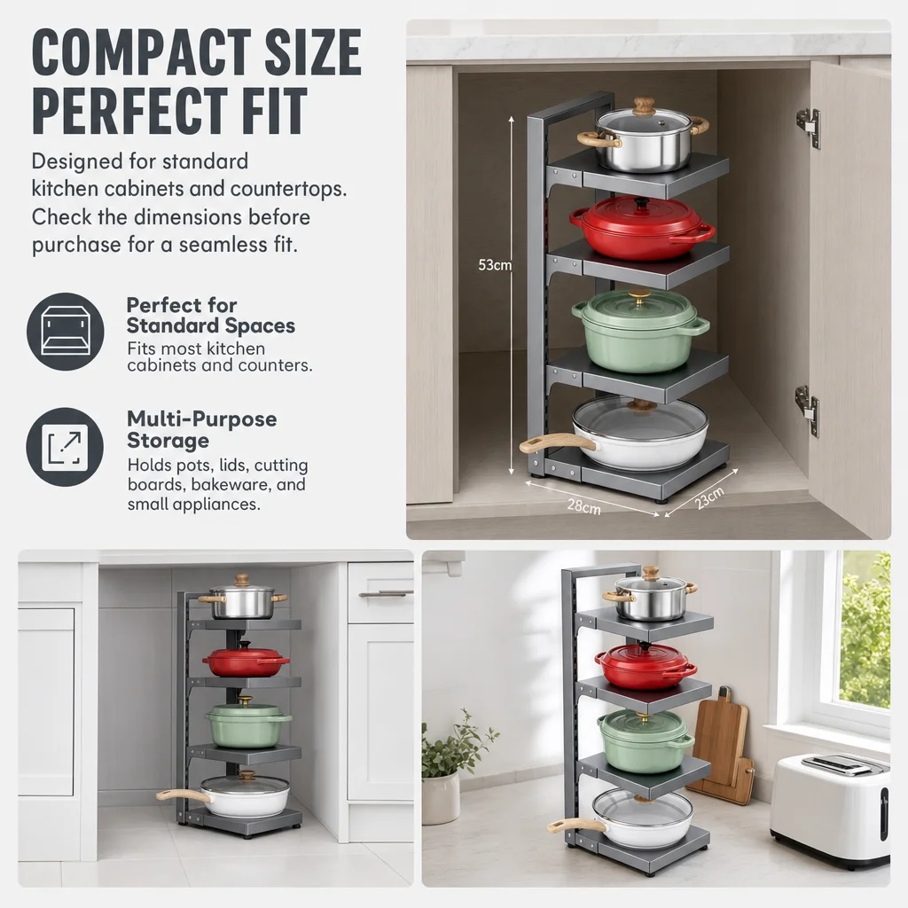 Height Adjustable Stainless Steel Kitchen Storage Rack