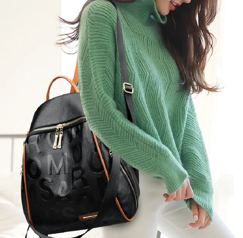 New Fashion Luxury Designer High Quality Leather Travel Backpacks Women's Large Capacity Double Zipper Shoulder Bags Totes