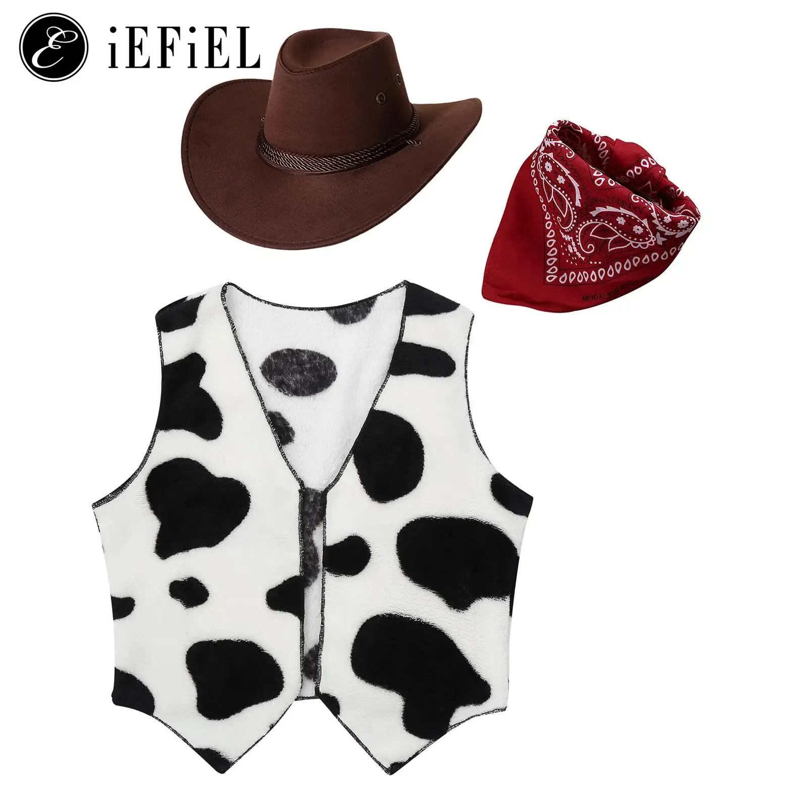 Cowboys Cowgirls Halloween Cosplay Kostüm für Kinder Flanell Weste Hut mit Banda nna Wild Western Cartoon Dress-up