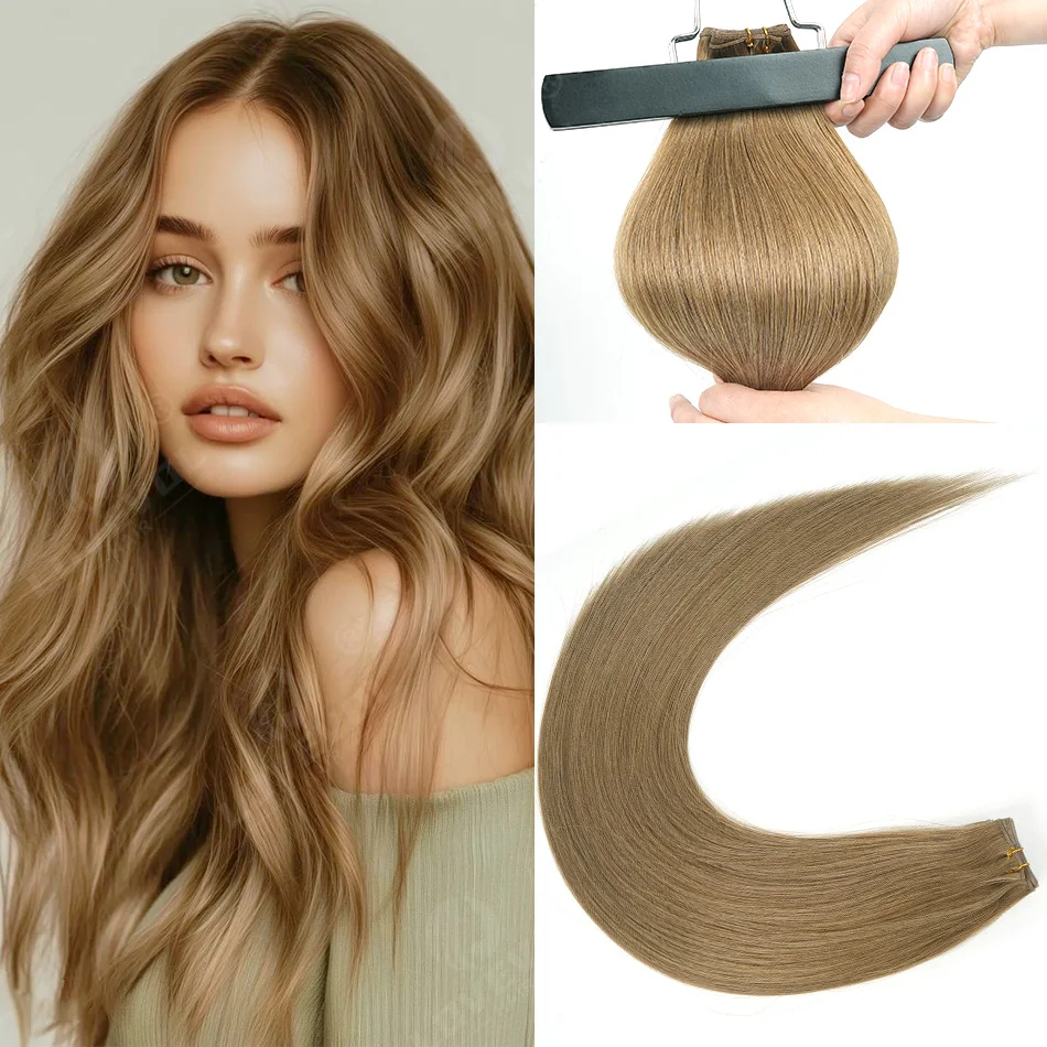 Invisible Genius Weft Remy Human Hair18-24Inch50g Ultra Thin Cuttable Weft Sew In Beaded Rows Fine Hair Friendly Hair Extensions