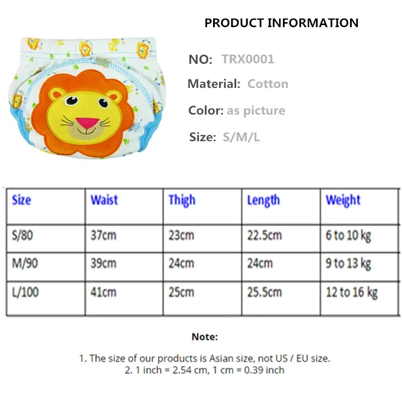 5Pcs Baby Training Pants Children Study Underwear/Infant Learning Panties/Newborn Cartoon Diapers/5-15KG