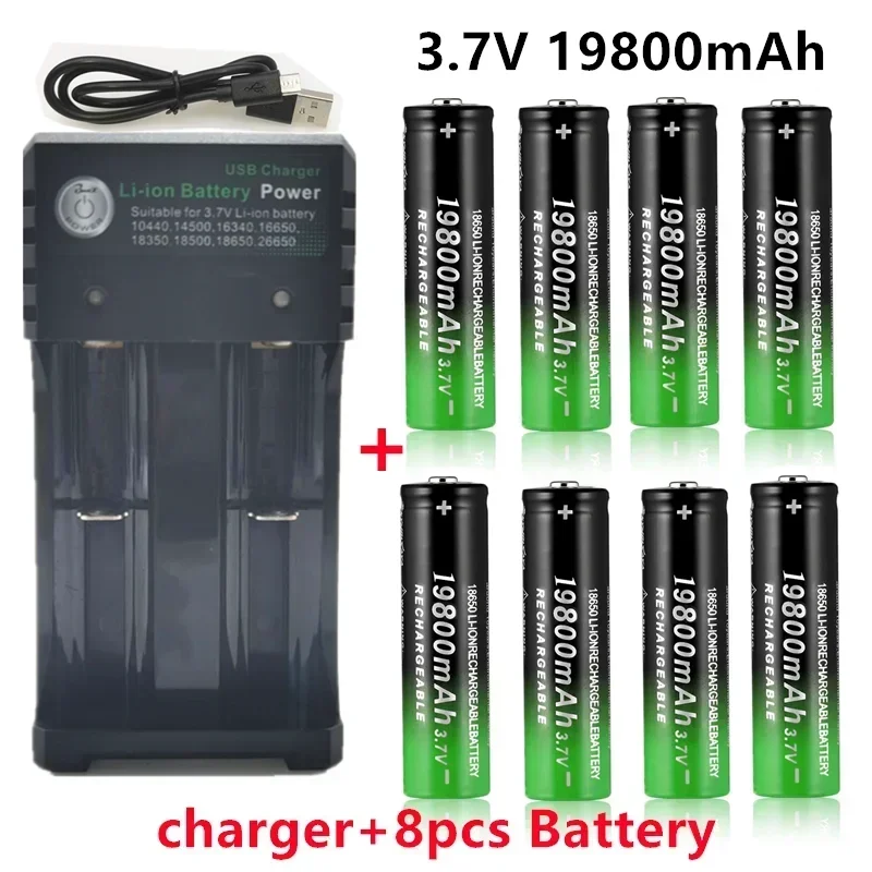 

100% New 18650 battery 3.7V 9800mAh rechargeable li-Ion battery with charger for Led flashlight batery litio battery+1 Charger