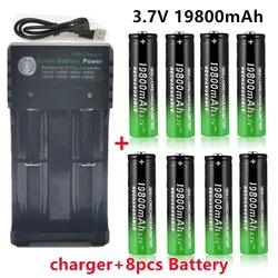 100% New 18650 battery 3.7V 9800mAh rechargeable li-Ion battery with charger for Led flashlight batery litio battery+1 Charger