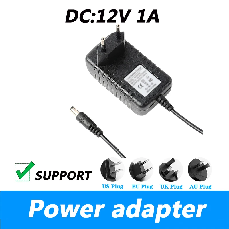 

DC 12V 1A Power Adapter 12V 1000mA Port UK Plug AU Plug 5.5*2.1MM Power Supply AC 100-240V