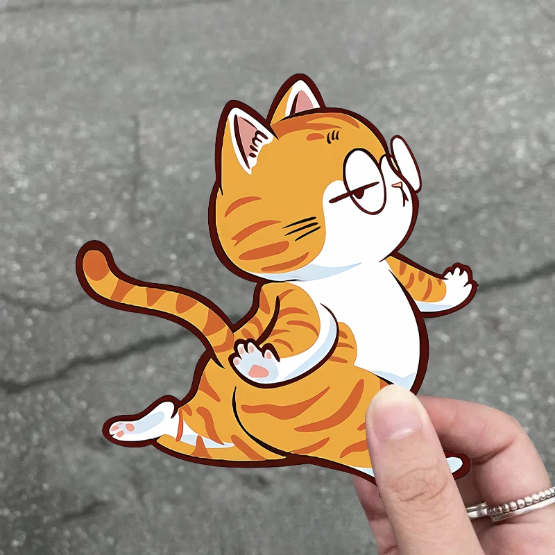 

1 шт., наклейки на мотоцикл Cute Cat Happy Ride JDM, водостойкие наклейки для скутера, топливный бак, шлем, чехол, царапины, мультяшные виниловые наклейки