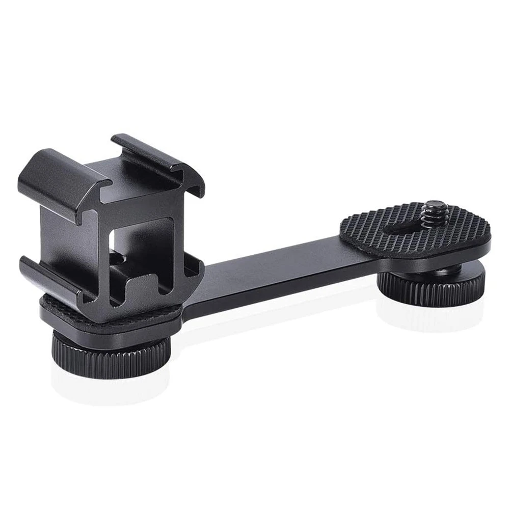 Triple Cold Shoe Mount Universal Extension Bracket Holder Adapter for LED Video Light DSLR Phone Gimbal Stabilizer