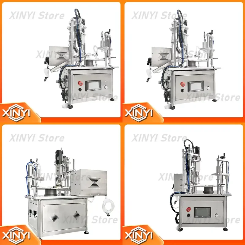 Filling Capping Machine with Swivel Table for Perfume Essential Oil Cosmetics Spray Mouthwash Wine Bottles Automatic