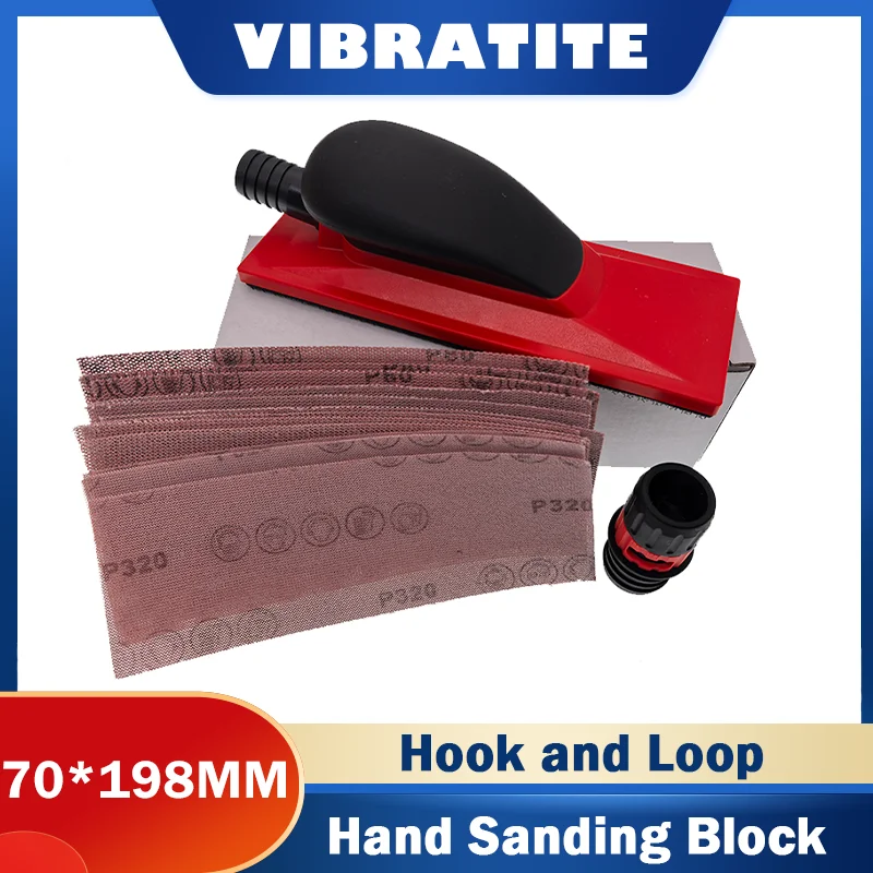 

70×198MM Dust Free Hand Sanding Block Kit with Mesh Sandpaper 80/120/240/320 Grit 13Pcs for Polishing Car and Metal Wood