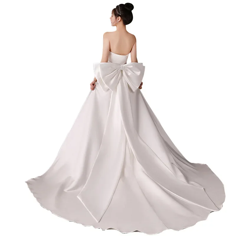 

Satin Wedding Detachable Bow Removable Train for Dresses Big Bow Boho Bridal Overskirt