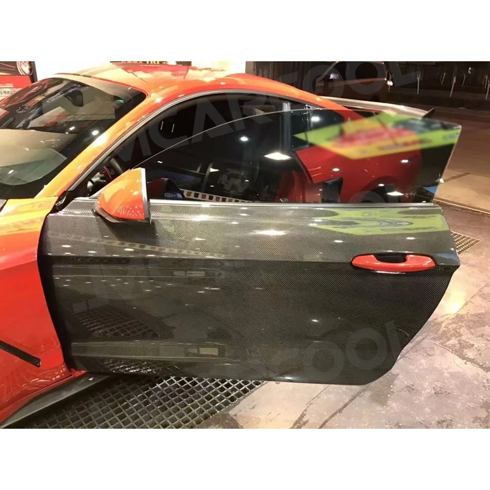 

JMCARCOOL For Ford Mustang 2015-2023 Dry Carbon Fiber Car Door Fender Side Door Panel Parts Protect Cover Accessories