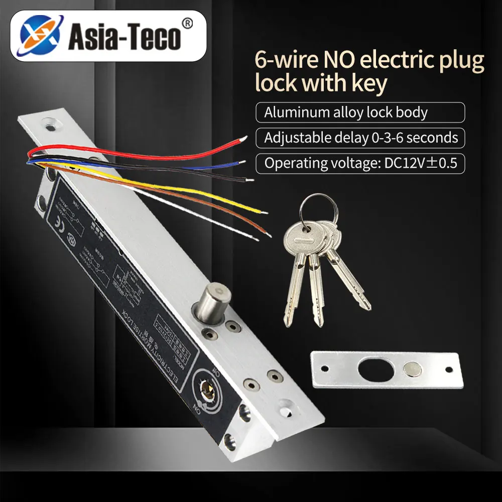 

12VDC Electric Lock Alloy Magnetic Deadbolt Time Delay Fail Secure Mortise Drop Bolt Lock Electronic Door Lock with Key Cylinder