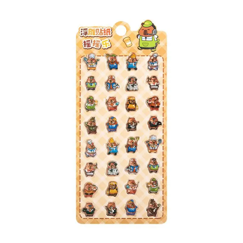 Cartoon Capybara 3D Adesivo gelatina trasparente Adesivi decorativi in cristallo Custodie per telefoni fai da te per bambini Scatola di cancelleria fai da te Regalo per bambini