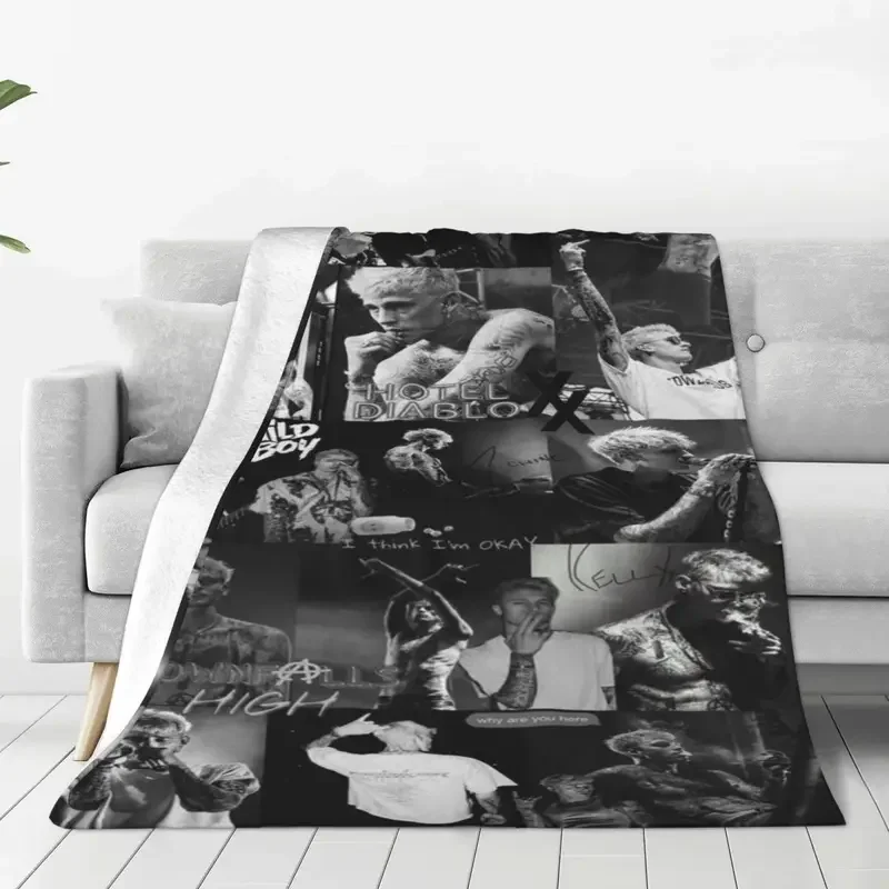 

Machine Gun Kelly Mgk Rapper Music Blanket Fleece Winter Breathable Warm Throw Blankets for Home Office Rug Piece