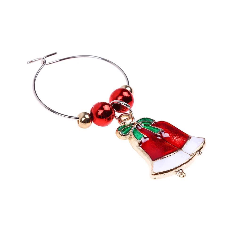 

6Pcs Christmas Wine Glass Pendant Rings Metal Decorative Ornaments for Holiday Party Table Goblet Pendants Sparkling Wine Glass
