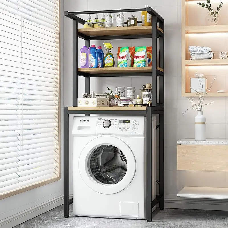 Nordic Balcony Washing Machine Shelf Floor-to-ceiling Storage Shelf Locker Above Toilet Roller Pulsator Flip Toilet