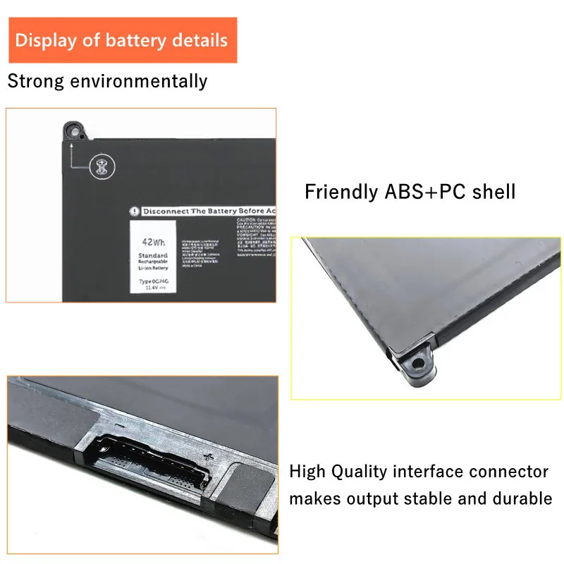 0G74G Laptop Battery for DELL Latitude 5300 5310 7300 7400 Series Notebook OG74G 02PFPW 11.4V 42Wh