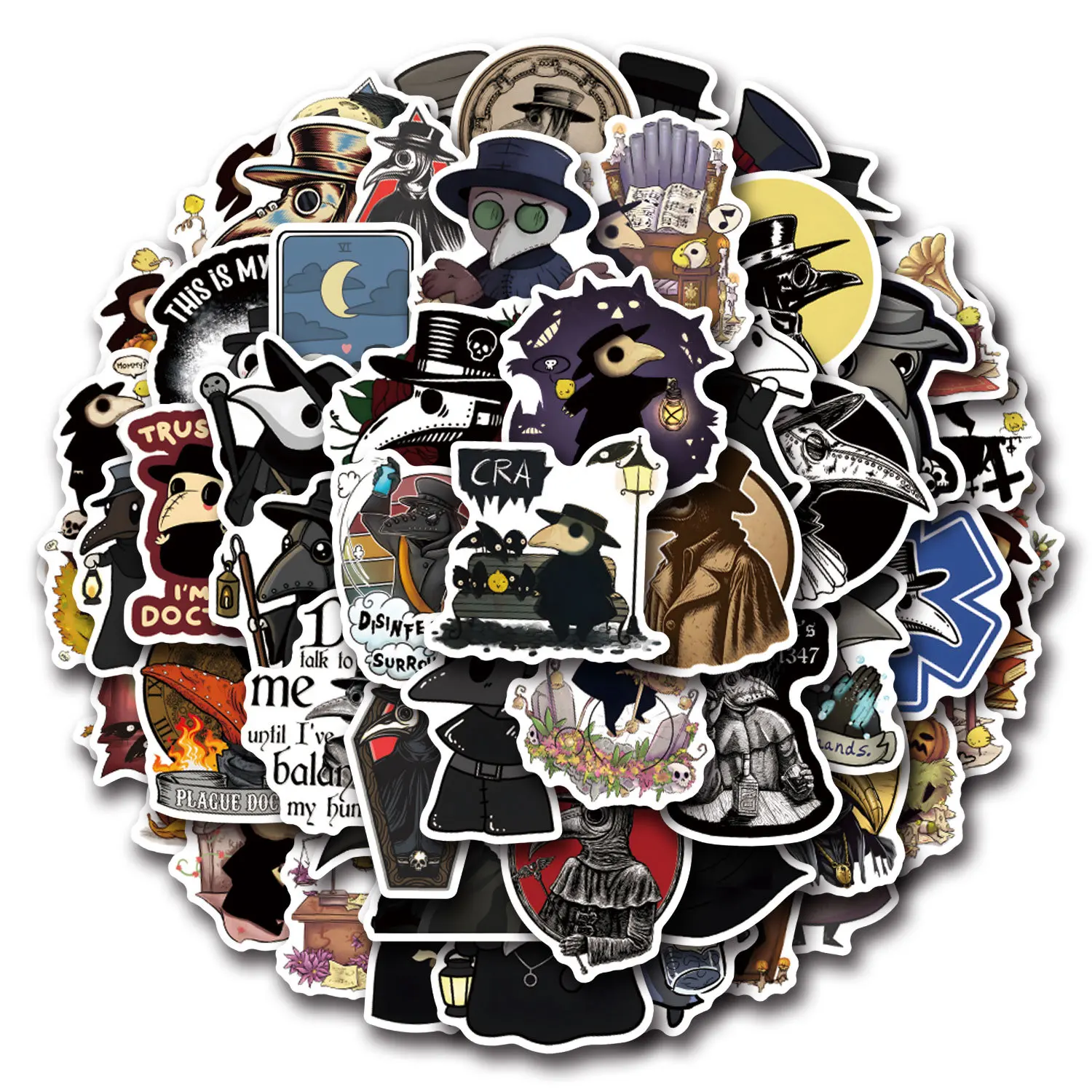 50 Stück Cartoon Pest Arzt Graffiti Aufkleber Scrapbooking Telefon Gepäck Skateboard Dekorative wasserdichte Aufkleber