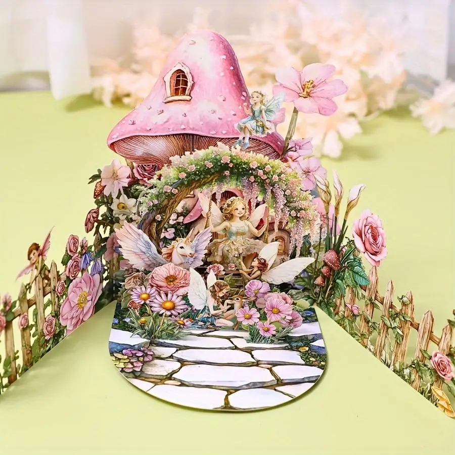 1/5/10/20/50/100pcs 3D Angel Garden Pop-Up Greeting Card - Perfect for Birthdays, Valentine's & Mother's Day with Note Card and