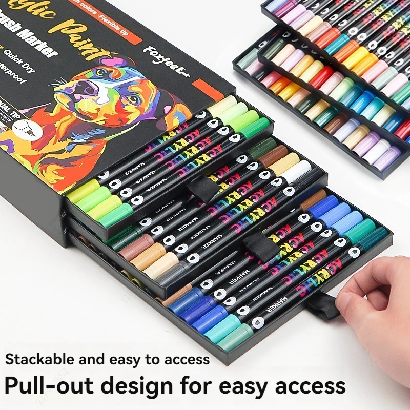 

96-168 цветов, акриловые маркеры, ручки-кисти с двумя наконечниками для камня, дерева, каллиграфии, холста, керамики, металла, стекла, рок-картина, сделай сам