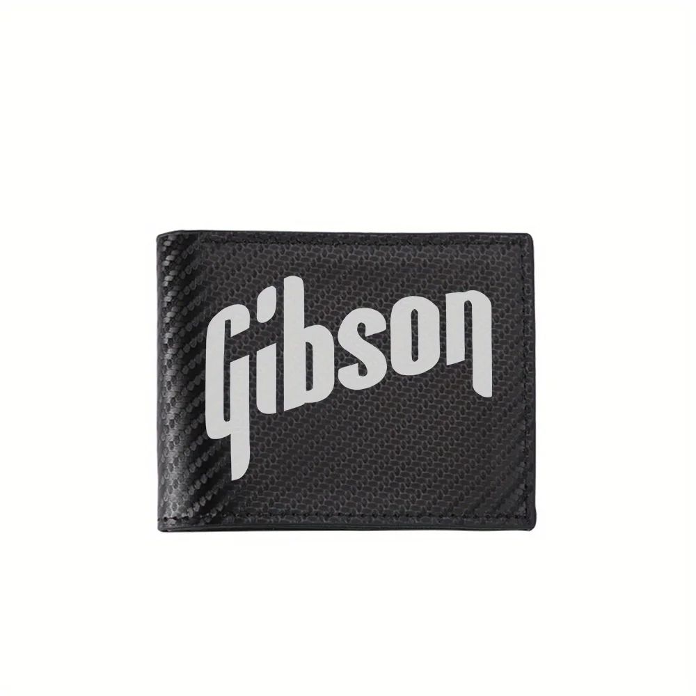 

Gibson логотип жирные белые буквы черный фон мужские кошельки простой бизнес современный стильный дизайн с принтом подарки для отца Бо