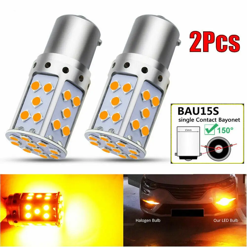 2pcs LED Turn Signal Light Bulb Error Free No Hyper Flash Amber 21W BAU15S 7507 PY21W 1156PY Car Light For Honda For Infiniti