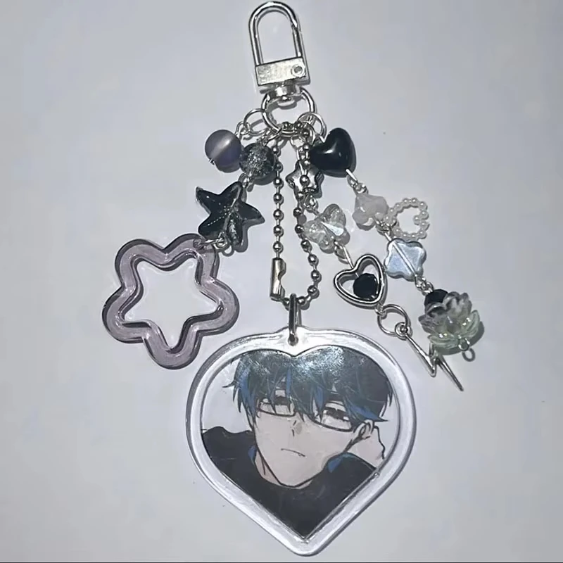 Alien Stage Ivan Till Anime Acrylic Keychain, Heart Shape Beaded Bag Charm Key Ring Collectible Ornament Gift for Fans