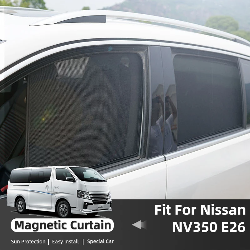 

For Nissan NV350 E26 Urvan Caravan VAN 2012-2023 Magnetic Car Sunshade Front Windshield Curtain Rear Side Window Sun Shade