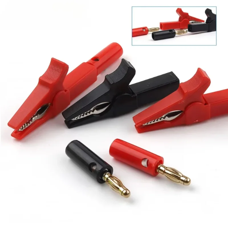 Alligator Clip with Banana Plugs Set - No Welding Fully Insulated Safety Connector for Multimeter Electrical Test