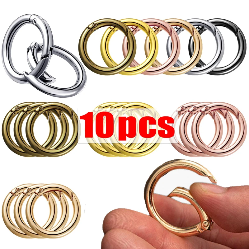 10 stücke Metall verbinder für DIY Schmuck zu öffnen runde Karabiner Schlüssel bund Tasche Clips Haken Hunde kette Schnallen o Ring Feder verschlüsse