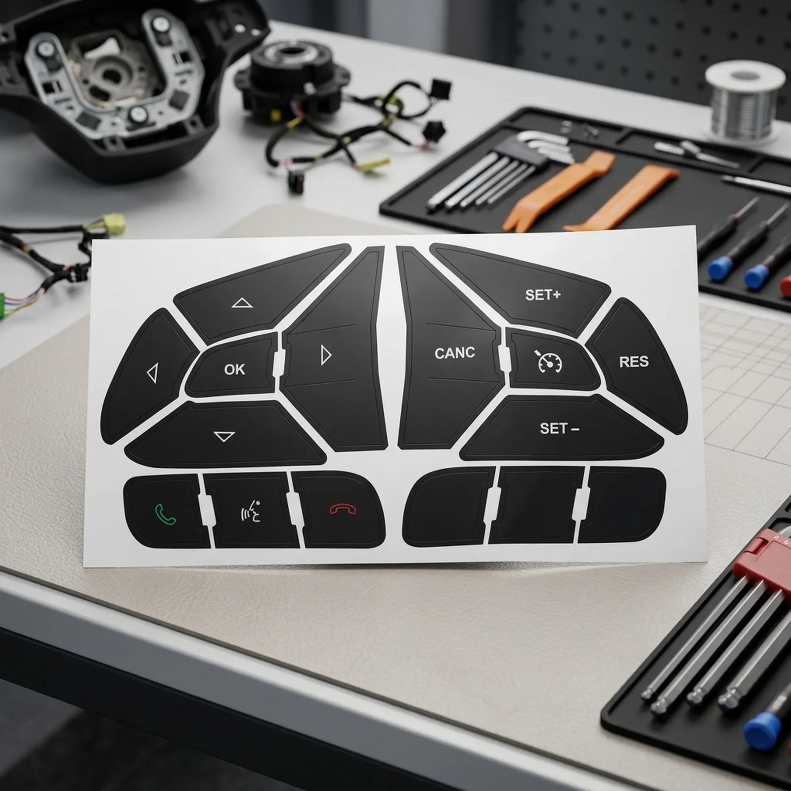 Control Button Overlay Button Repair Decal Automotive Interior Sticker White Lettering Black Overlay High Grade Vinyl
