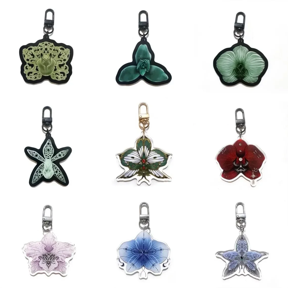 Imagined Orchid Acrylic Double-Sided Keychain Unique Design Key Ring for Easy Organization And Daily Use