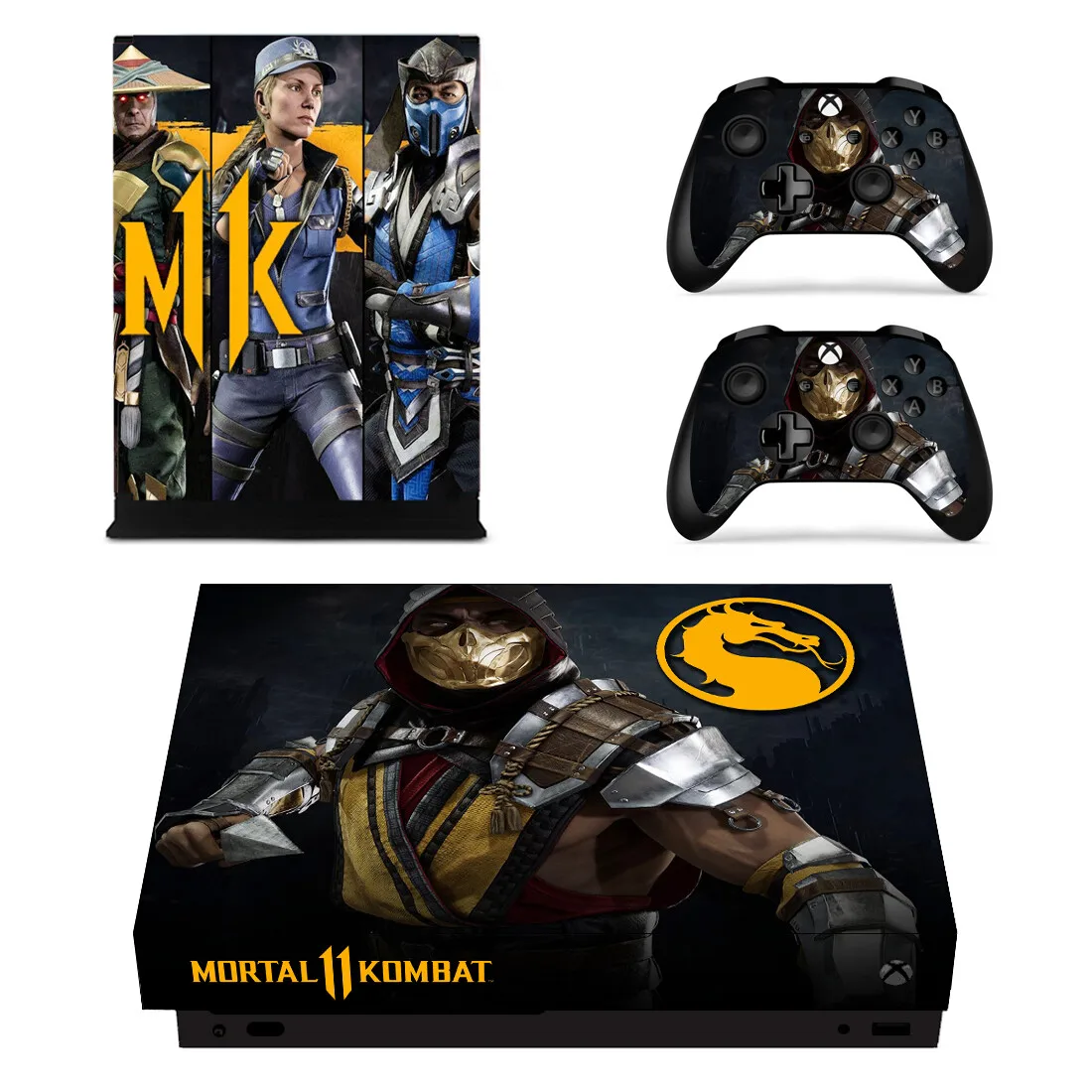 Наклейка Mortal Kombat Skin, наклейка для консоли Xbox One X и 2 геймпада