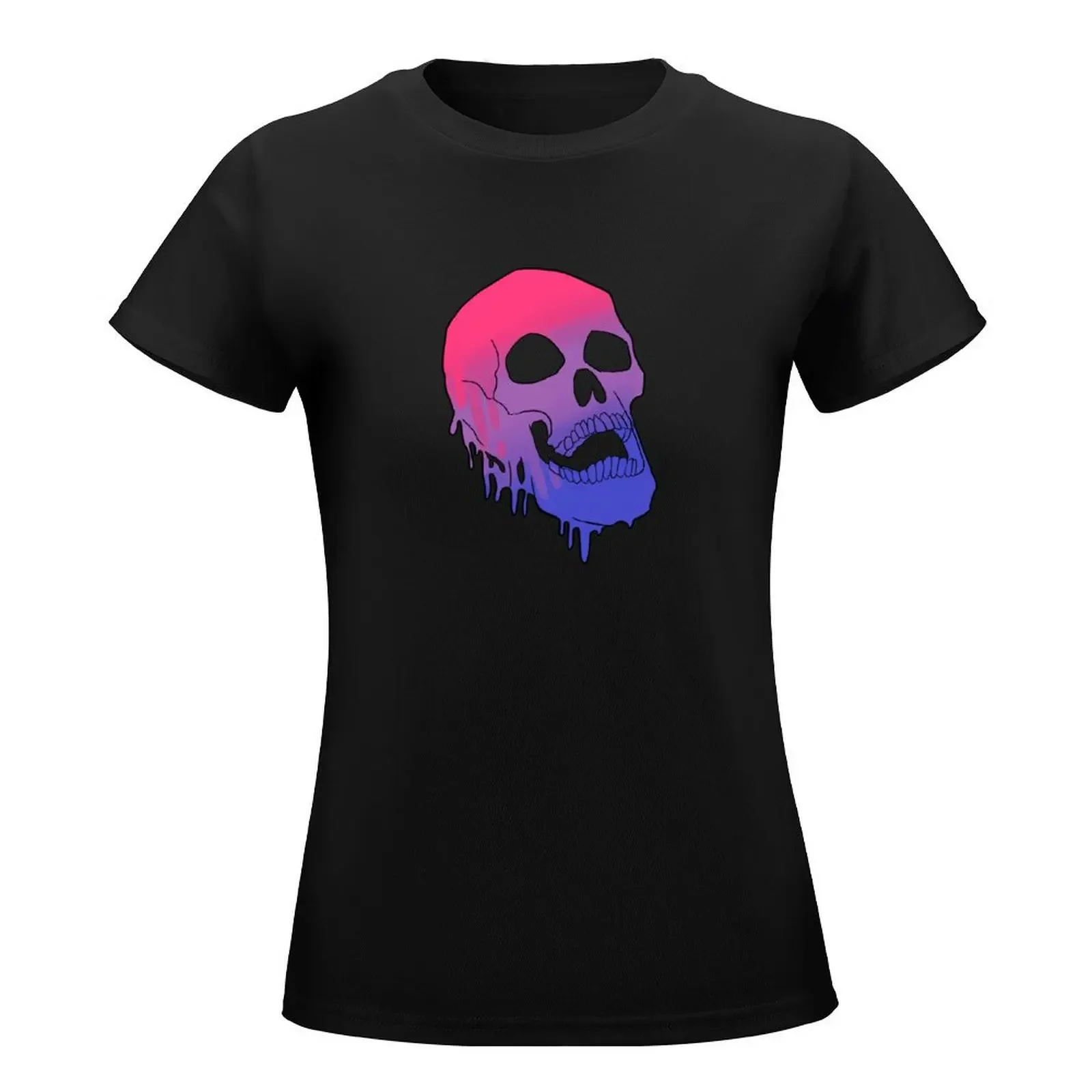 LGBT Pride Melting Skull - Bi Flag T-Shirt anime clothes Blouse t-shirt dress for Women sexy