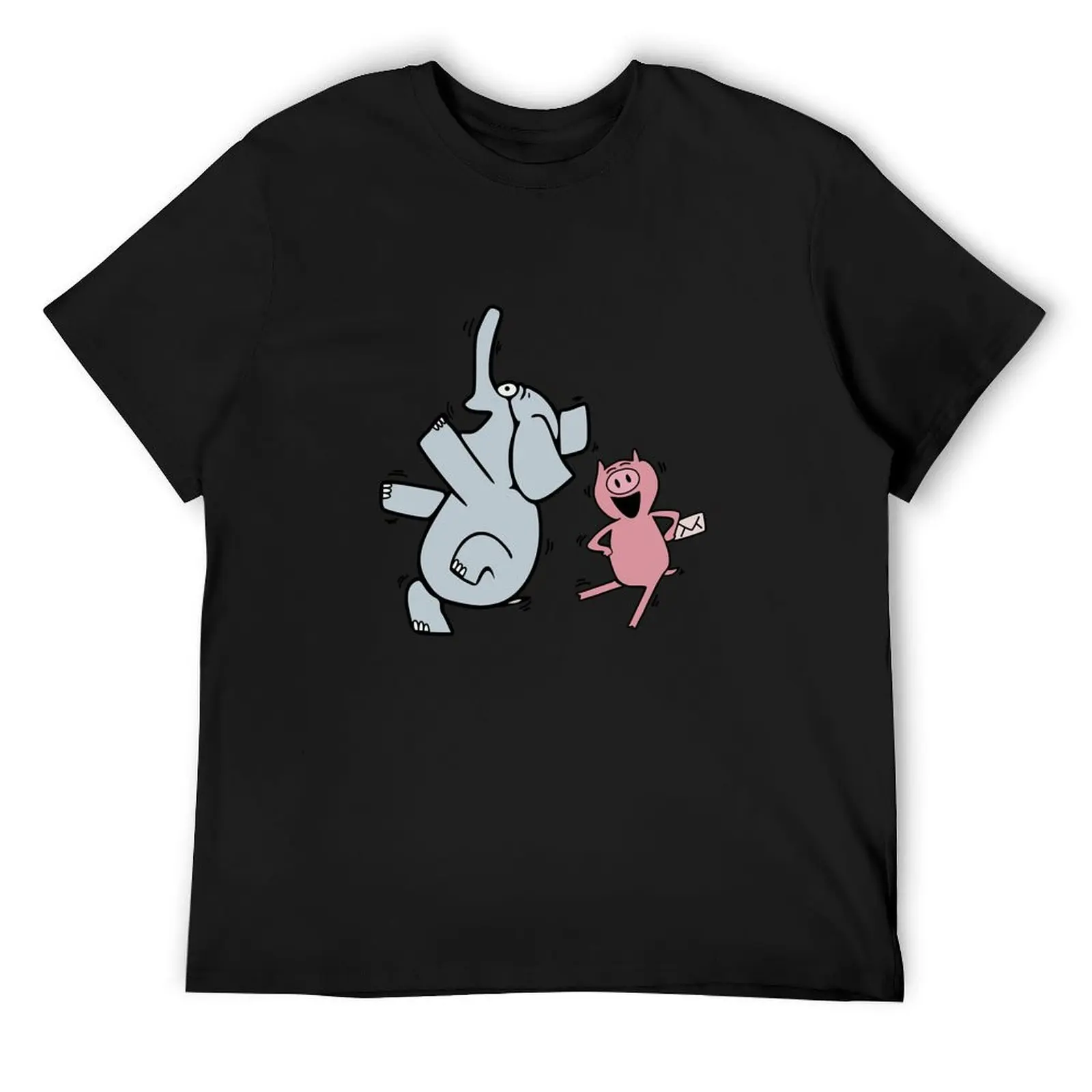 Elephant and Piggie. Gerald and Piggie. Anime transparent sticker, mo willems T-Shirt graphics plain t shirts men