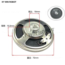 2 teile/los Neue Ultra-dünne lautsprecher 8 ohm 2 watt 2 W 8R lautsprecher Durchmesser 76 MM 7,6 CM dicke 16,8 MM